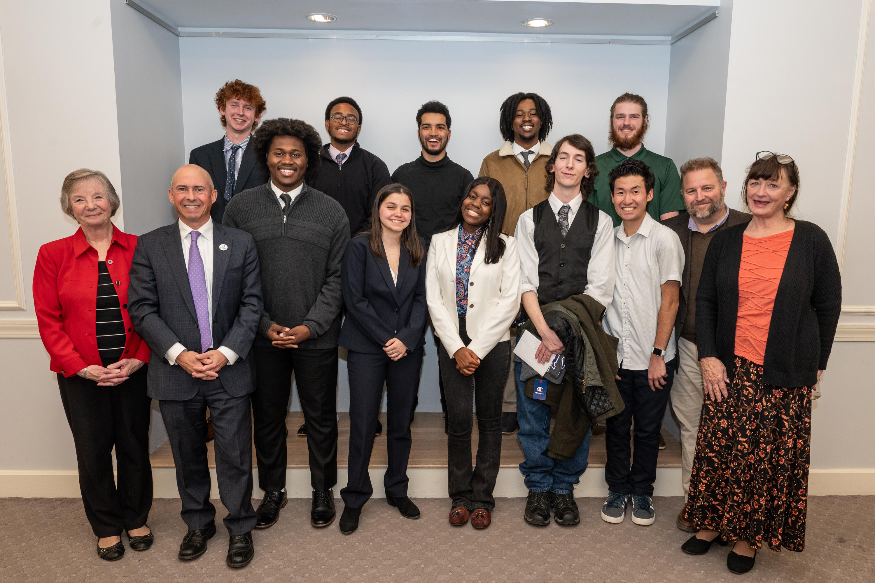 Students, President Gonzalez, and Judges Pose at the First Annual President's Speech Contest