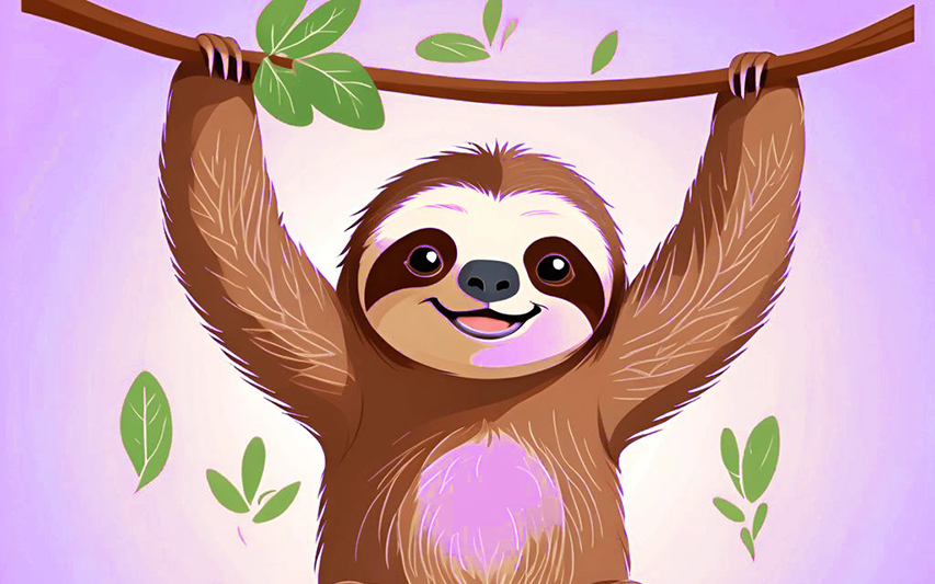 Student Job Expo logo of a sloth in a rainforest