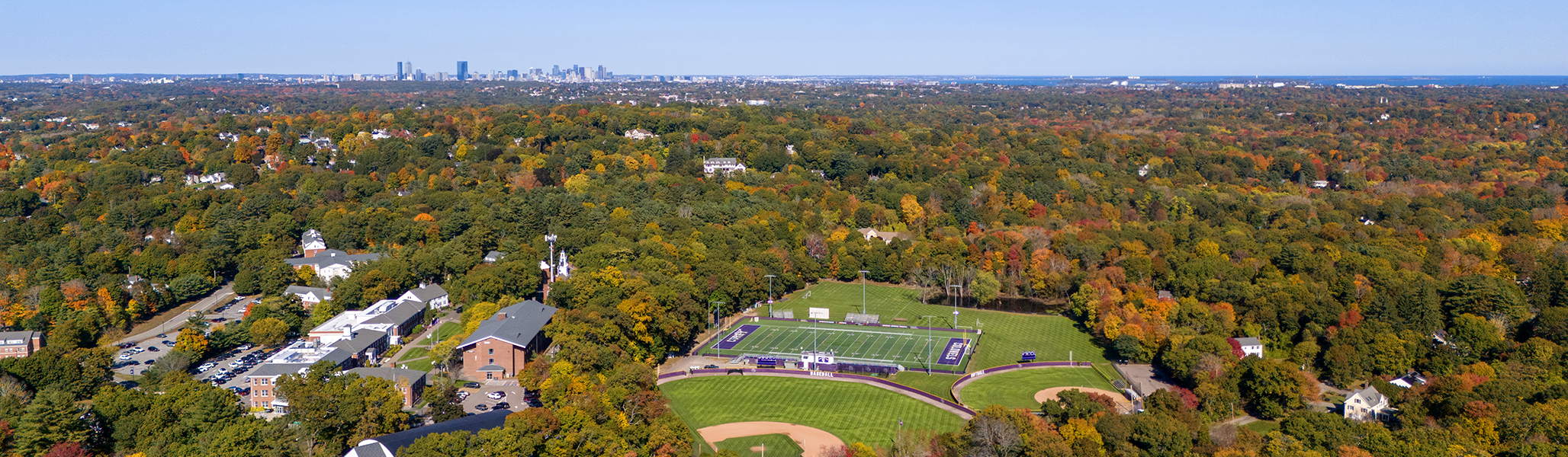 Curry College Milton Campus with Boston Skyline