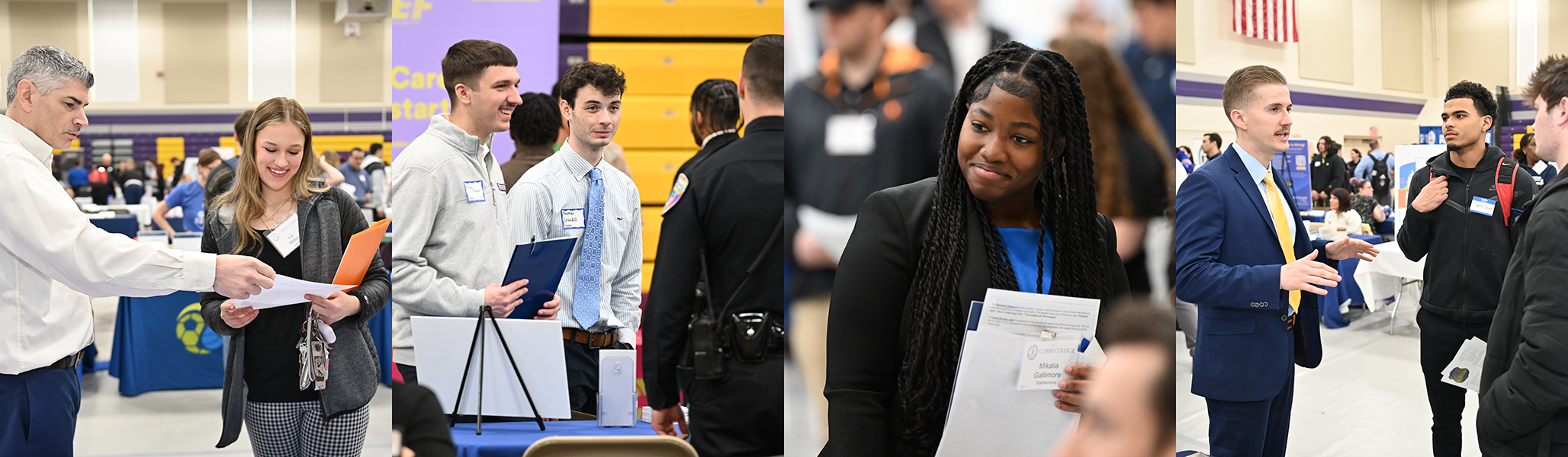 A variety of students meet with Employers at the Curry College Career Fair