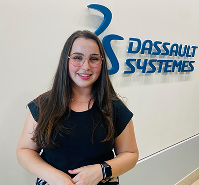 A Curry College student interns at Dassault Systems