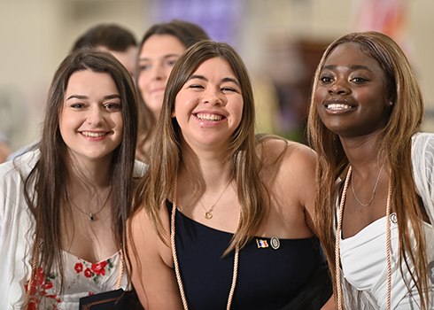 Curry College nursing graduates at the Pinning and Recognition ceremony