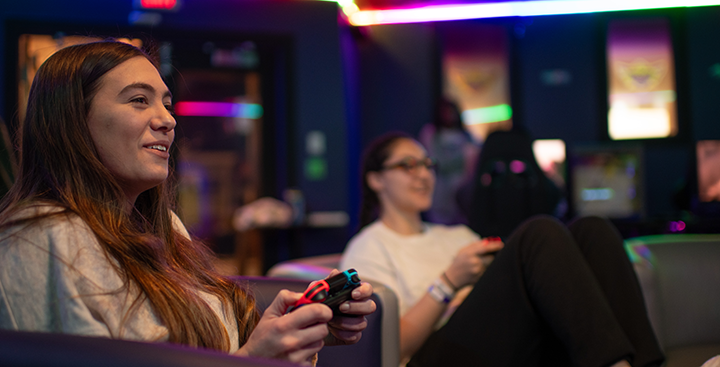 Curry College students compete in the Esports Lounge