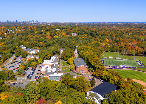 Curry College campus in autumn