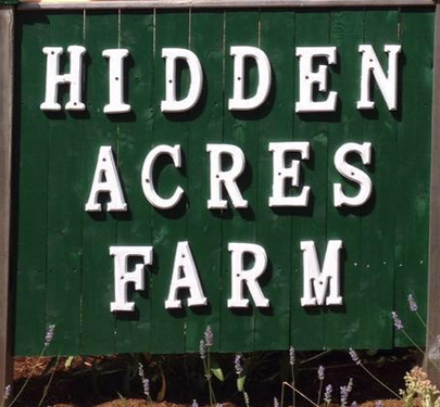 Hidden Acres Farms sign