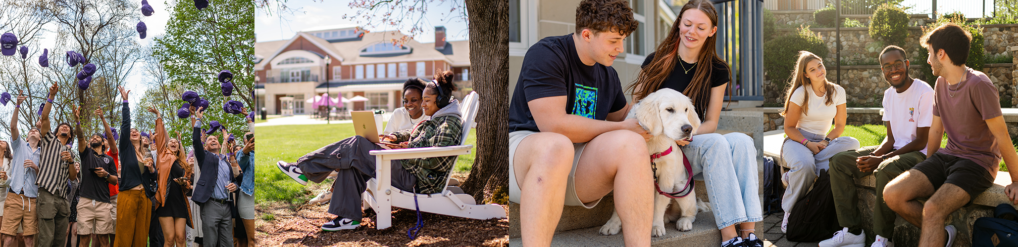 A collage of students enjoying life on campus at Curry College